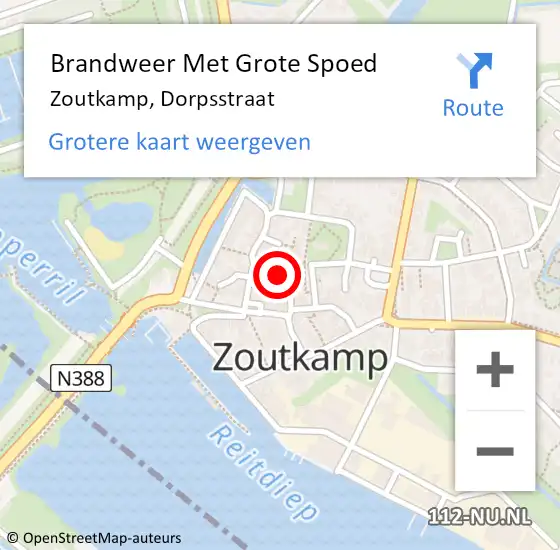 Locatie op kaart van de 112 melding: Brandweer Met Grote Spoed Naar Zoutkamp, Dorpsstraat op 10 maart 2015 15:23