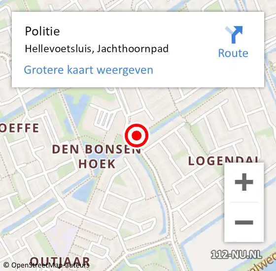 Locatie op kaart van de 112 melding: Politie Hellevoetsluis, Jachthoornpad op 1 november 2013 10:47