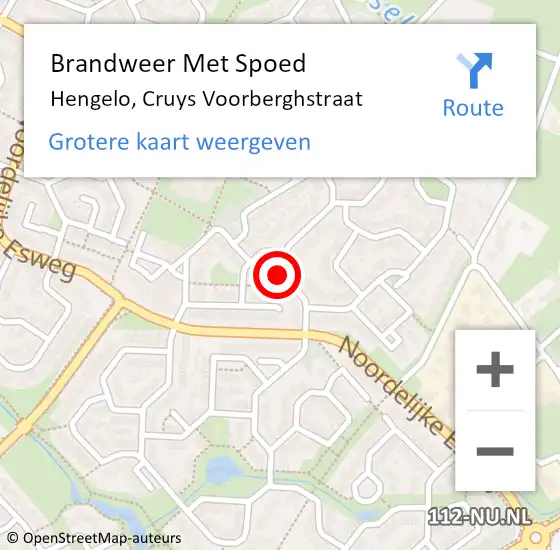 Locatie op kaart van de 112 melding: Brandweer Met Spoed Naar Hengelo, Cruys Voorberghstraat op 10 maart 2015 15:47