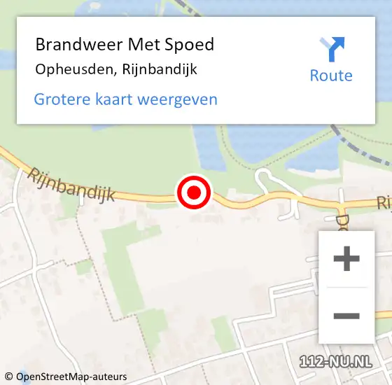 Locatie op kaart van de 112 melding: Brandweer Met Spoed Naar Opheusden, Rijnbandijk op 10 maart 2015 15:52