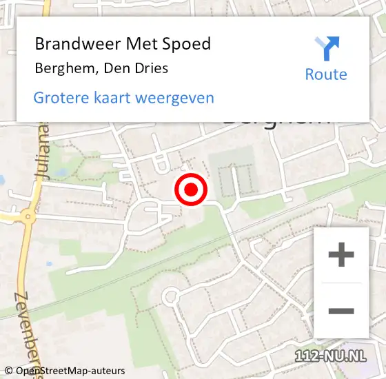 Locatie op kaart van de 112 melding: Brandweer Met Spoed Naar Berghem, Den Dries op 10 maart 2015 16:47