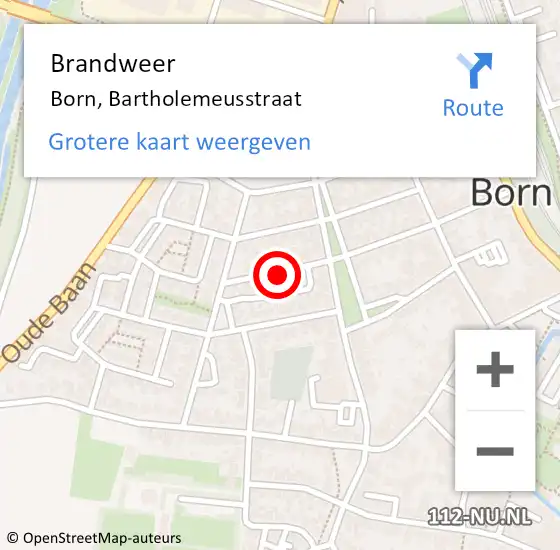 Locatie op kaart van de 112 melding: Brandweer Born, Bartholemeusstraat op 10 maart 2015 16:50