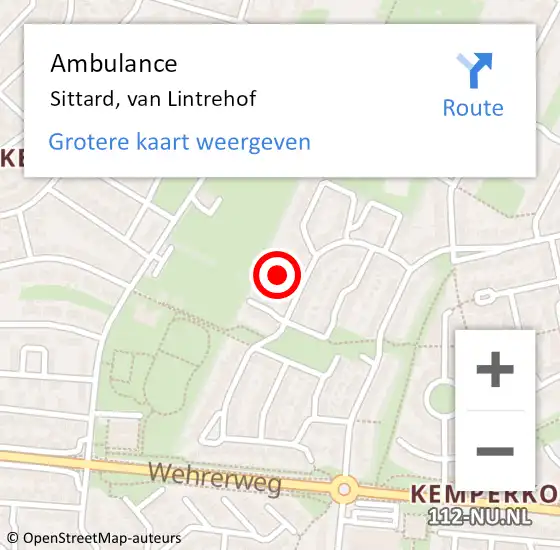 Locatie op kaart van de 112 melding: Ambulance Sittard, van Lintrehof op 1 november 2013 10:54