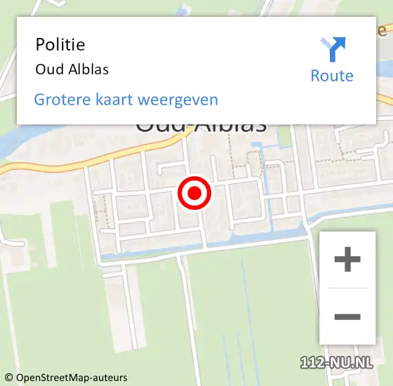 Locatie op kaart van de 112 melding: Politie Oud Alblas op 1 november 2013 10:57