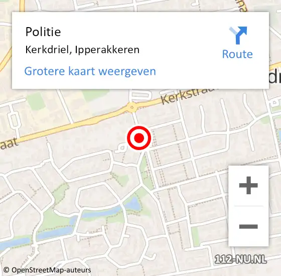 Locatie op kaart van de 112 melding: Politie Kerkdriel, Ipperakkeren op 10 maart 2015 17:53