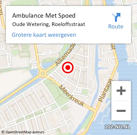 Locatie op kaart van de 112 melding: Ambulance Met Spoed Naar Oude Wetering, Roeloffsstraat op 10 maart 2015 19:15
