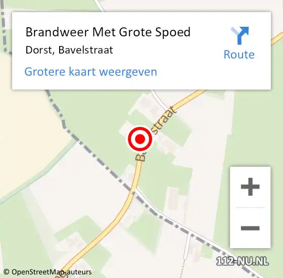 Locatie op kaart van de 112 melding: Brandweer Met Grote Spoed Naar Dorst, Bavelstraat op 10 maart 2015 21:40