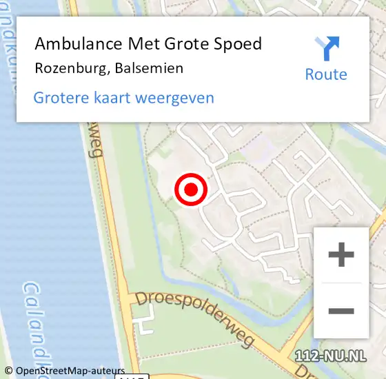 Locatie op kaart van de 112 melding: Ambulance Met Grote Spoed Naar Rozenburg, Balsemien op 11 september 2013 13:34