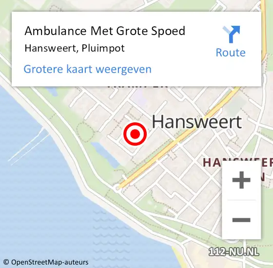 Locatie op kaart van de 112 melding: Ambulance Met Grote Spoed Naar Hansweert, Pluimpot op 10 maart 2015 23:47