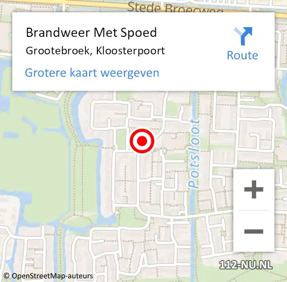 Locatie op kaart van de 112 melding: Brandweer Met Spoed Naar Grootebroek, Kloosterpoort op 11 maart 2015 01:39