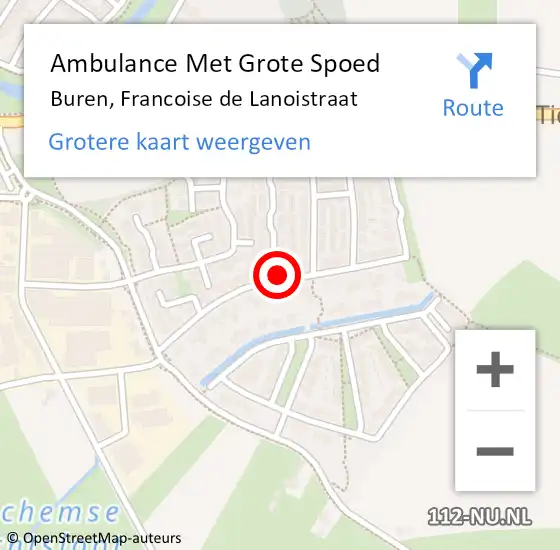 Locatie op kaart van de 112 melding: Ambulance Met Grote Spoed Naar Buren, Francoise de Lanoistraat op 11 maart 2015 05:00