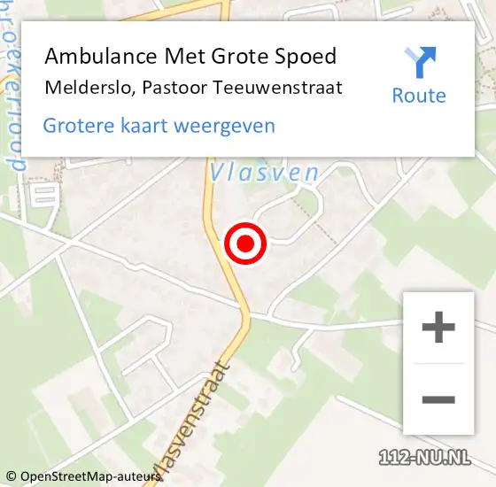 Locatie op kaart van de 112 melding: Ambulance Met Grote Spoed Naar Melderslo, Pastoor Teeuwenstraat op 11 maart 2015 05:15