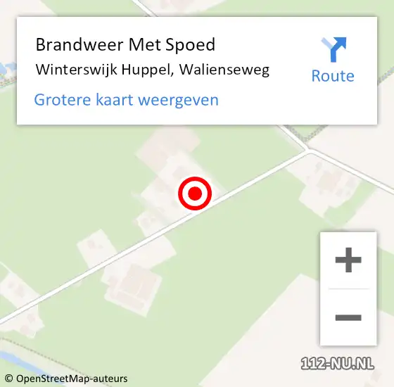 Locatie op kaart van de 112 melding: Brandweer Met Spoed Naar Winterswijk Huppel, Walienseweg op 11 maart 2015 05:52