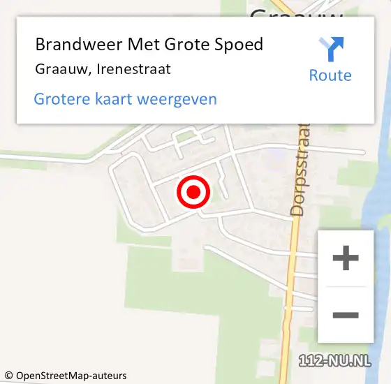 Locatie op kaart van de 112 melding: Brandweer Met Grote Spoed Naar Graauw, Irenestraat op 11 maart 2015 06:45