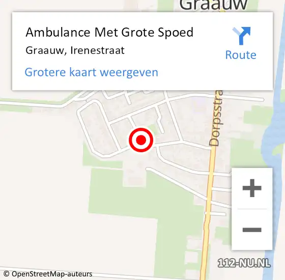 Locatie op kaart van de 112 melding: Ambulance Met Grote Spoed Naar Graauw, Irenestraat op 11 maart 2015 06:46