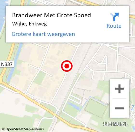 Locatie op kaart van de 112 melding: Brandweer Met Grote Spoed Naar Wijhe, Enkweg op 11 maart 2015 08:01