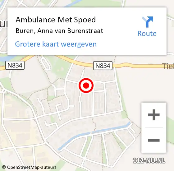 Locatie op kaart van de 112 melding: Ambulance Met Spoed Naar Buren, Anna van Burenstraat op 11 maart 2015 08:40