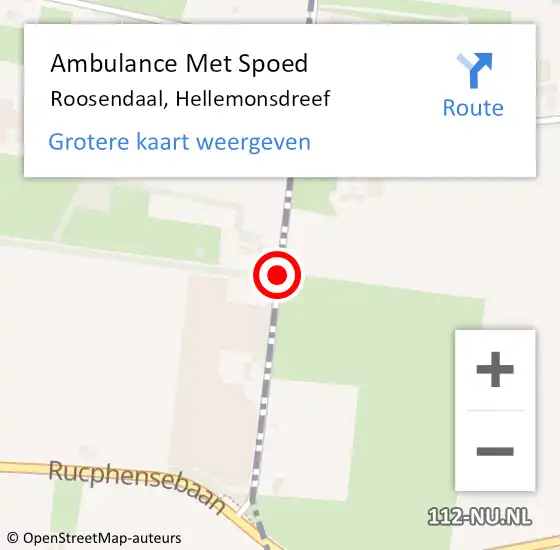 Locatie op kaart van de 112 melding: Ambulance Met Spoed Naar Roosendaal, Hellemonsdreef op 11 maart 2015 08:57