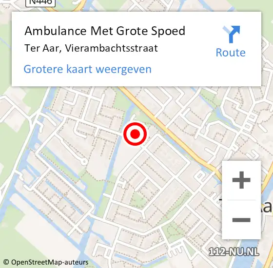 Locatie op kaart van de 112 melding: Ambulance Met Grote Spoed Naar Ter Aar, Vierambachtsstraat op 11 maart 2015 09:53