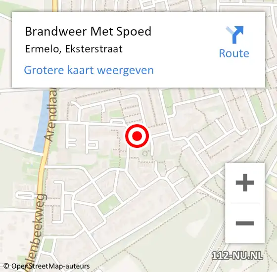 Locatie op kaart van de 112 melding: Brandweer Met Spoed Naar Ermelo, Eksterstraat op 11 maart 2015 10:31