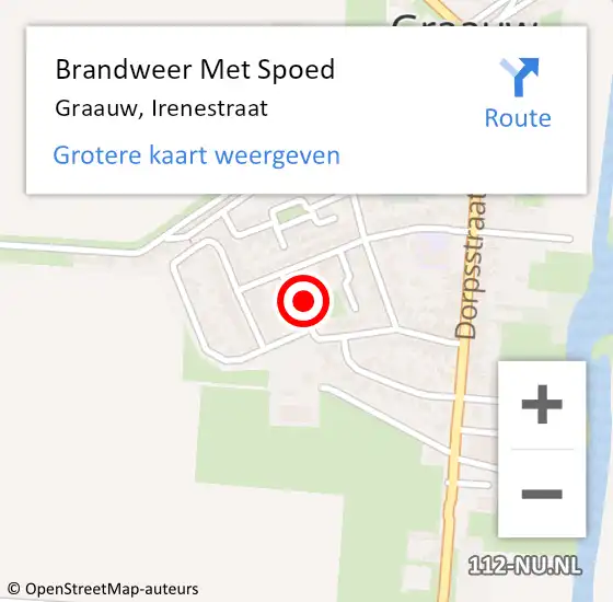 Locatie op kaart van de 112 melding: Brandweer Met Spoed Naar Graauw, Irenestraat op 11 maart 2015 11:40