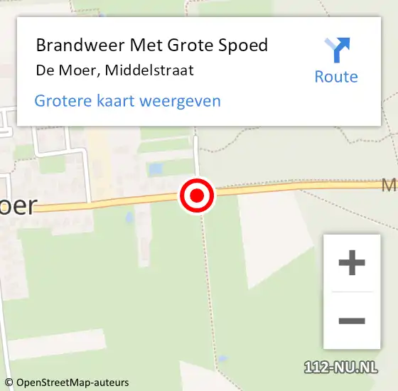 Locatie op kaart van de 112 melding: Brandweer Met Grote Spoed Naar De Moer, Middelstraat op 11 maart 2015 12:03