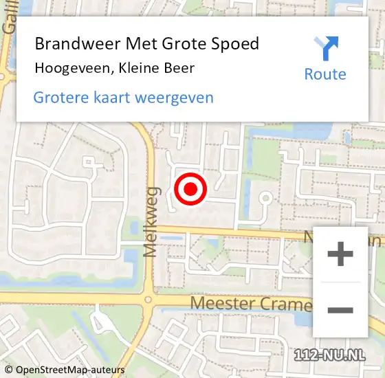 Locatie op kaart van de 112 melding: Brandweer Met Grote Spoed Naar Hoogeveen, Kleine Beer op 11 maart 2015 13:12