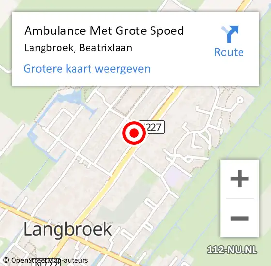 Locatie op kaart van de 112 melding: Ambulance Met Grote Spoed Naar Langbroek, Beatrixlaan op 11 maart 2015 13:18