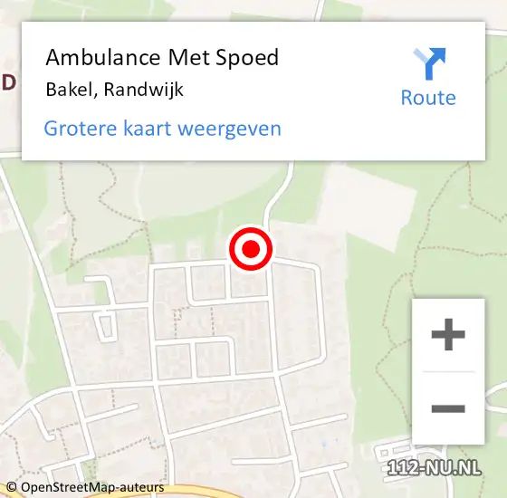 Locatie op kaart van de 112 melding: Ambulance Met Spoed Naar Bakel, Randwijk op 11 maart 2015 14:13