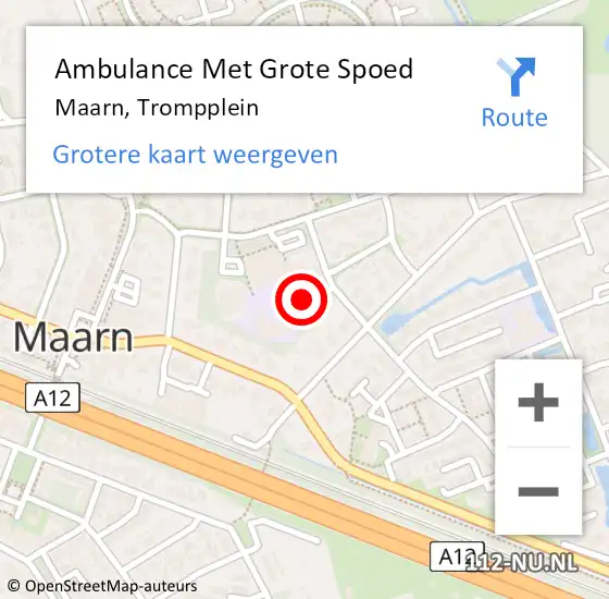 Locatie op kaart van de 112 melding: Ambulance Met Grote Spoed Naar Maarn, Trompplein op 1 november 2013 12:12