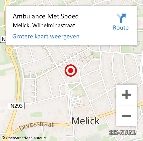 Locatie op kaart van de 112 melding: Ambulance Met Spoed Naar Melick, Wilhelminastraat op 11 maart 2015 14:52