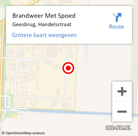 Locatie op kaart van de 112 melding: Brandweer Met Spoed Naar Geesbrug, Handelsstraat op 11 maart 2015 15:07