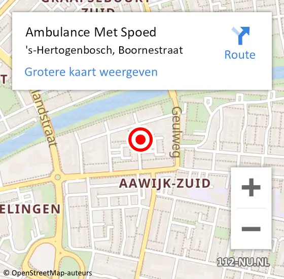 Locatie op kaart van de 112 melding: Ambulance Met Spoed Naar 's-Hertogenbosch, Boornestraat op 11 maart 2015 15:07