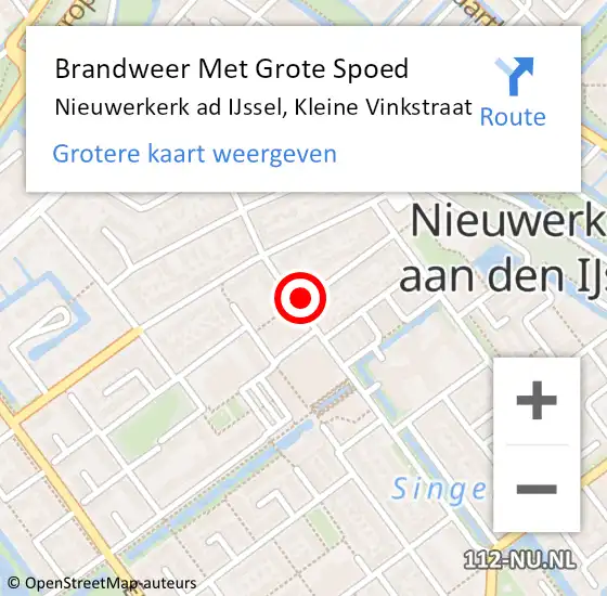 Locatie op kaart van de 112 melding: Brandweer Met Grote Spoed Naar Nieuwerkerk ad IJssel, Kleine Vinkstraat op 11 maart 2015 15:58