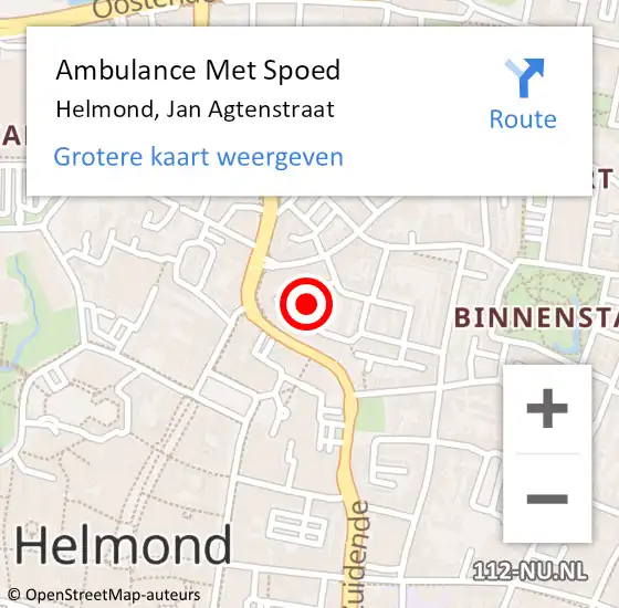 Locatie op kaart van de 112 melding: Ambulance Met Spoed Naar Helmond, Jan Agtenstraat op 11 maart 2015 17:07