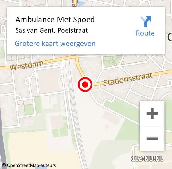 Locatie op kaart van de 112 melding: Ambulance Met Spoed Naar Sas van Gent, Poelstraat op 11 maart 2015 18:09