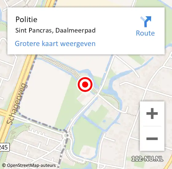 Locatie op kaart van de 112 melding: Politie Sint Pancras, Daalmeerpad op 11 maart 2015 18:10