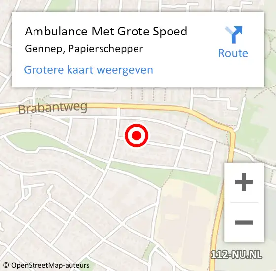 Locatie op kaart van de 112 melding: Ambulance Met Grote Spoed Naar Gennep, Papierschepper op 11 maart 2015 18:22