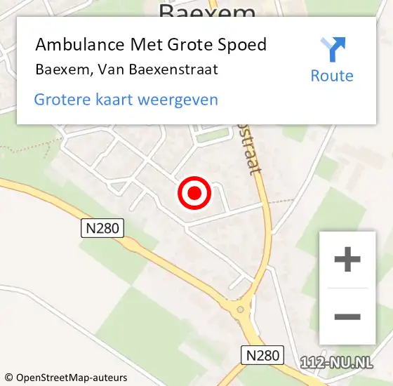 Locatie op kaart van de 112 melding: Ambulance Met Grote Spoed Naar Baexem, Van Baexenstraat op 11 maart 2015 18:28