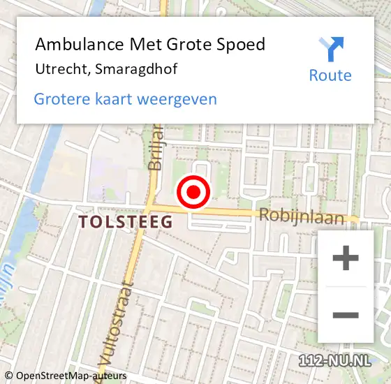 Locatie op kaart van de 112 melding: Ambulance Met Grote Spoed Naar Utrecht, Smaragdhof op 11 maart 2015 18:40