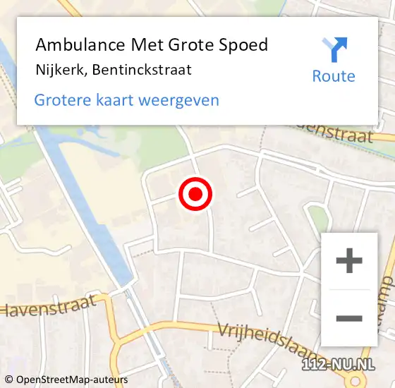 Locatie op kaart van de 112 melding: Ambulance Met Grote Spoed Naar Nijkerk, Bentinckstraat op 11 maart 2015 18:55