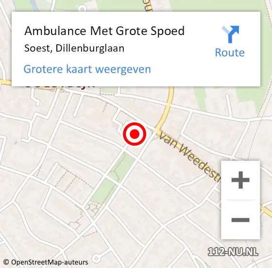 Locatie op kaart van de 112 melding: Ambulance Met Grote Spoed Naar Soest, Dillenburglaan op 11 maart 2015 18:58