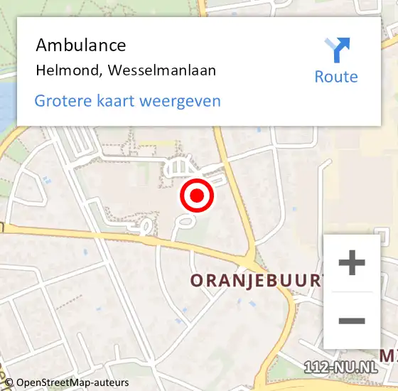 Locatie op kaart van de 112 melding: Ambulance Helmond, Oost op 11 maart 2015 21:24