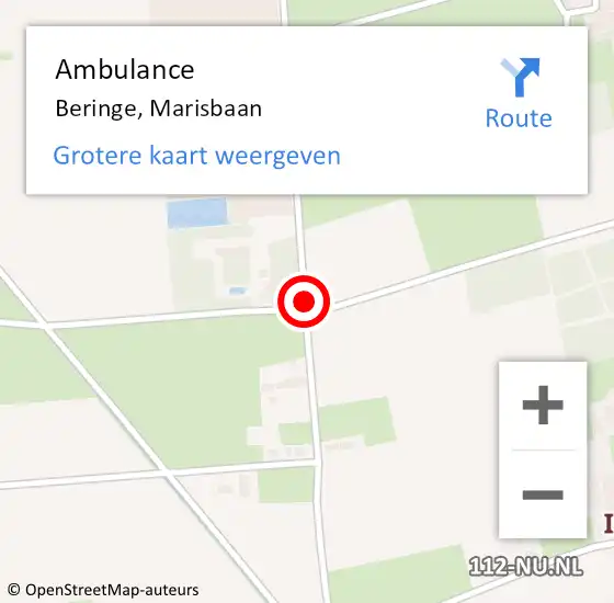 Locatie op kaart van de 112 melding: Ambulance Beringe, Marisbaan op 11 maart 2015 21:32