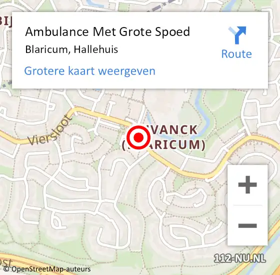 Locatie op kaart van de 112 melding: Ambulance Met Grote Spoed Naar Blaricum, Hallehuis op 11 maart 2015 21:37