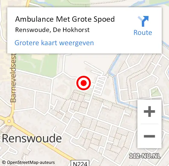 Locatie op kaart van de 112 melding: Ambulance Met Grote Spoed Naar Renswoude, De Hokhorst op 11 maart 2015 22:12