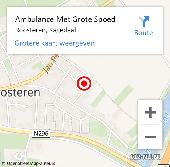 Locatie op kaart van de 112 melding: Ambulance Met Grote Spoed Naar Roosteren, Kagedaal op 11 maart 2015 22:14