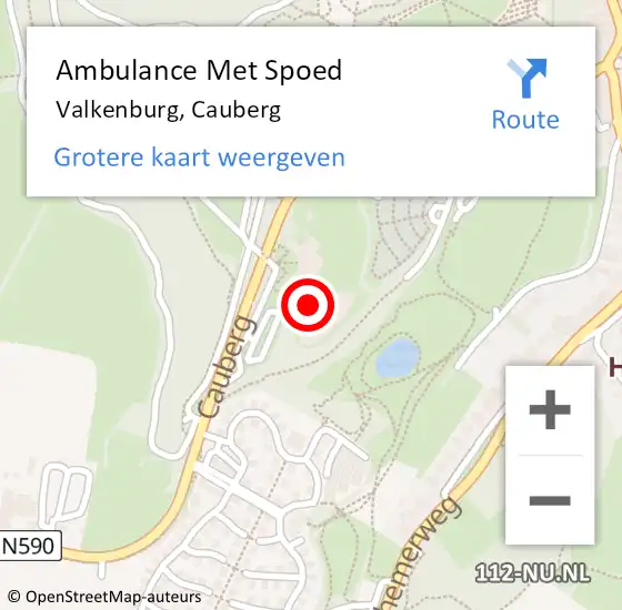 Locatie op kaart van de 112 melding: Ambulance Met Spoed Naar Valkenburg, Cauberg op 11 maart 2015 23:29