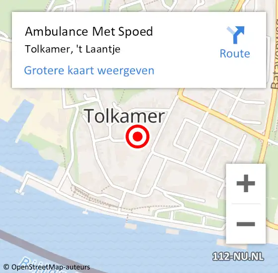 Locatie op kaart van de 112 melding: Ambulance Met Spoed Naar Tolkamer, 't Laantje op 12 maart 2015 01:14