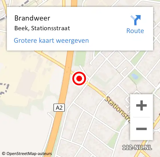 Locatie op kaart van de 112 melding: Brandweer Beek, Stationsstraat op 12 maart 2015 02:18